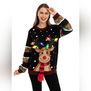 Joyin Christmas Reindeer Black Sweater Size Small